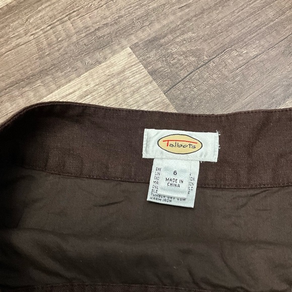 Talbots Women’s 100% Linen Embroidered A-line Skirt Size 6 In Dark Brown - Picture 4 of 6